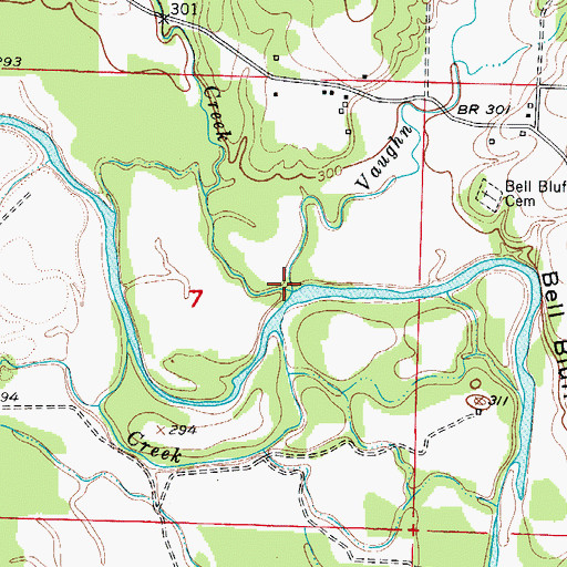 Topographic Map of Vaughn Creek, AR