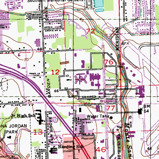 Topographic Map of Elm Grove Garden, LA