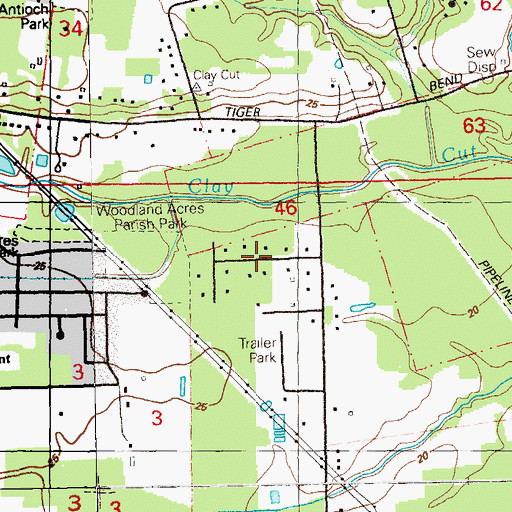 Topographic Map of Platation Acres, LA