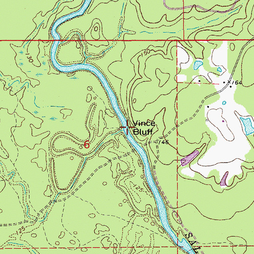 Topographic Map of Vince Bluff, AR