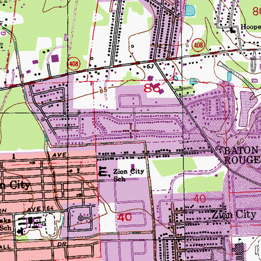 Topographic Map of Timberlane, LA