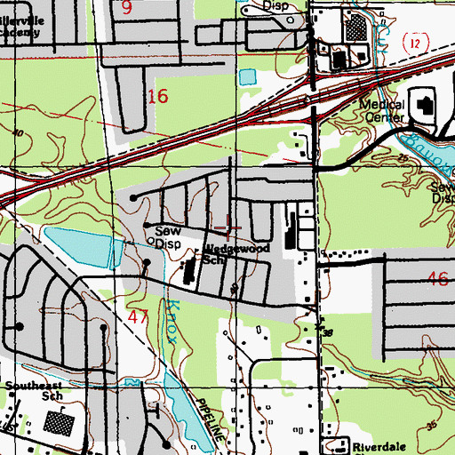 Topographic Map of Wedgewood, LA