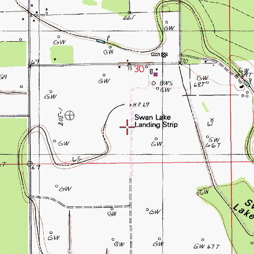 Topographic Map of Swan Lake Landing Strip, LA