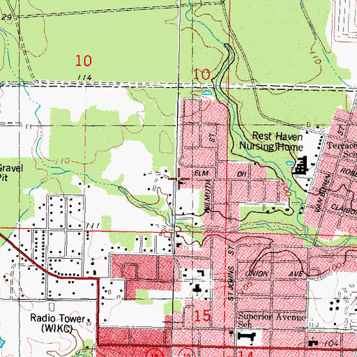 Topographic Map of The Church of Jesus Christ of Latter Day Saints, LA