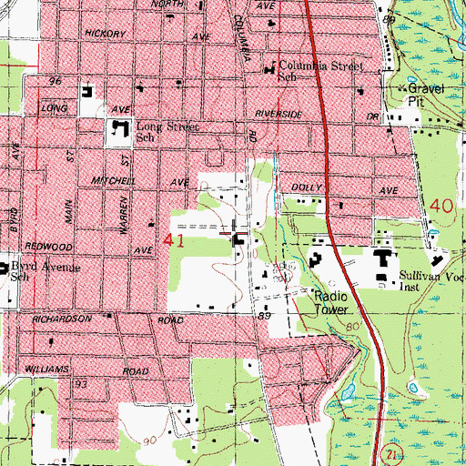 Topographic Map of Memorial Baptist Church, LA