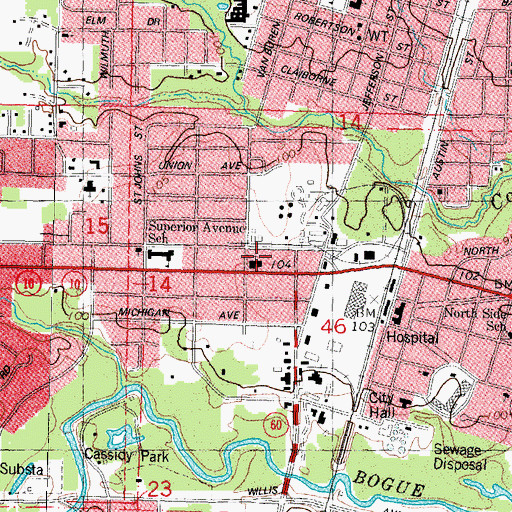 Topographic Map of Superior Avenue Baptist Church, LA