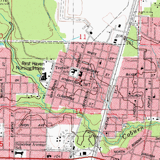 Topographic Map of Terrace Missionary Baptist Church, LA