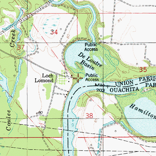 Topographic Map of Bayou de Loutre, LA
