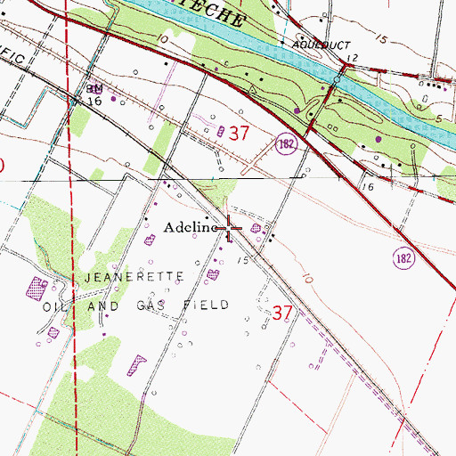 Topographic Map of Adeline, LA