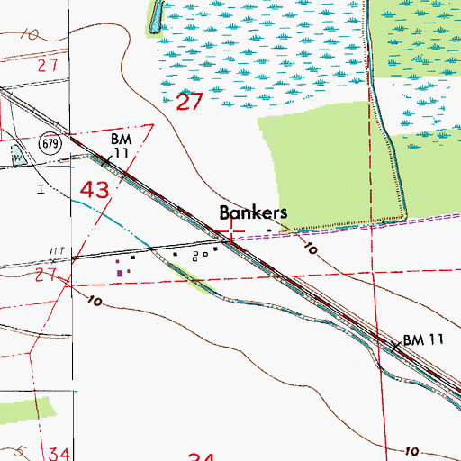 Topographic Map of Bankers, LA