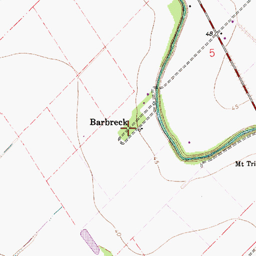 Topographic Map of Barbreck, LA