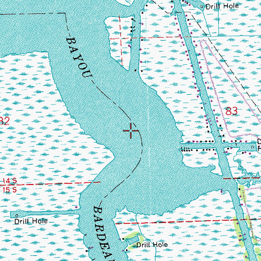 Topographic Map of Bayou Bardeaux, LA