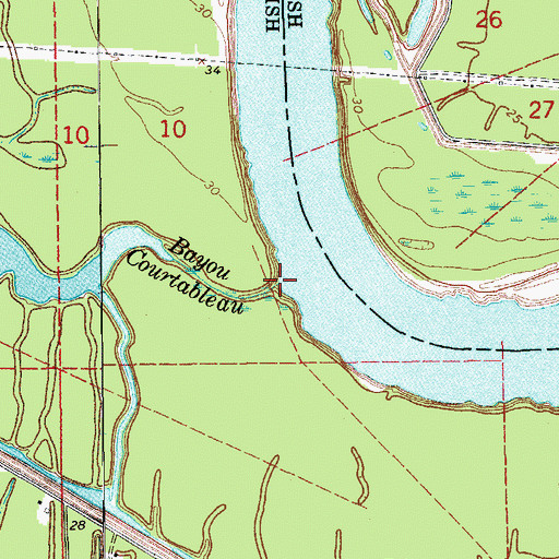 Topographic Map of Bayou Courtableau, LA