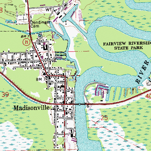 Topographic Map of Bayou De Zaire, LA