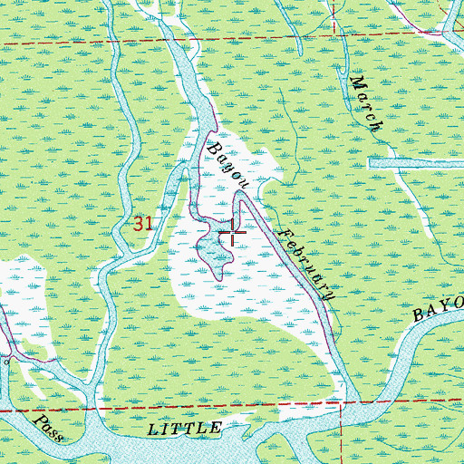 Topographic Map of Bayou February, LA