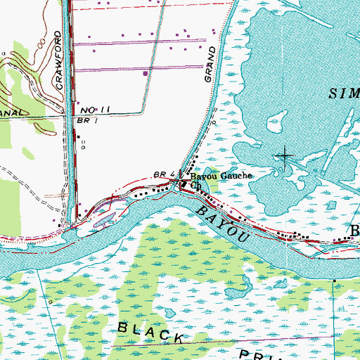 Topographic Map of Bayou Gauche Church, LA