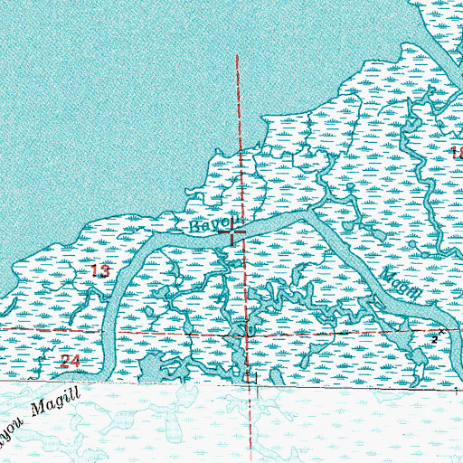 Topographic Map of Bayou Magill, LA