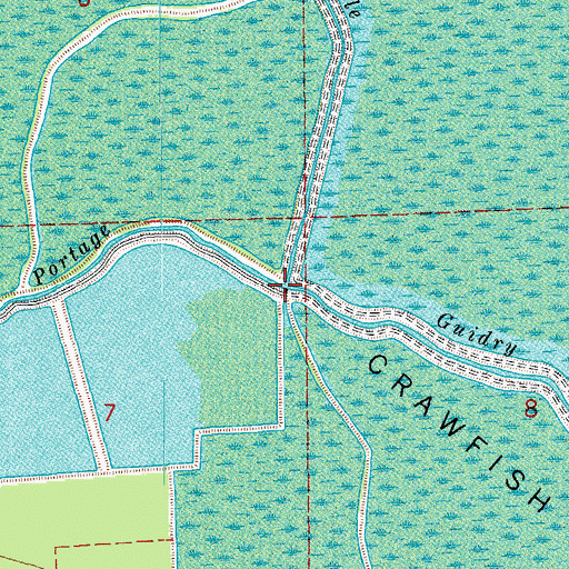 Topographic Map of Bayou Portage, LA