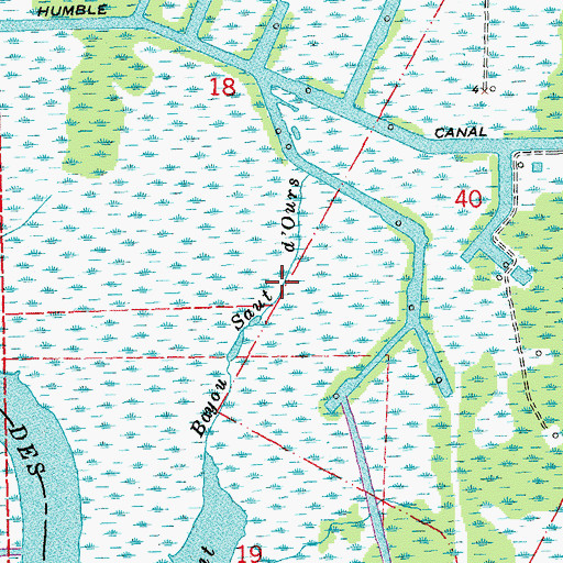 Topographic Map of Bayou Saut D'Ours, LA