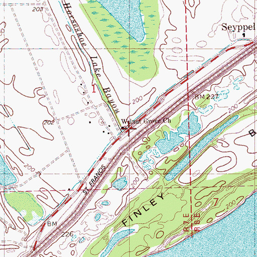 Topographic Map of Walnut Grove School, AR