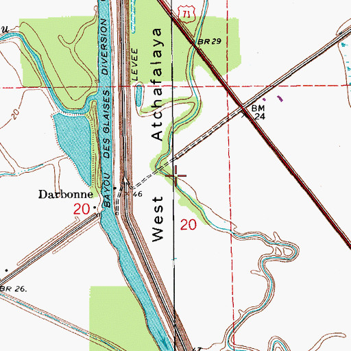Topographic Map of Big Darbonne Bayou, LA