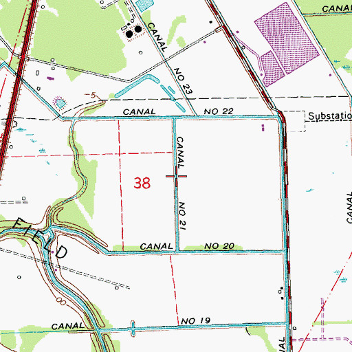 Topographic Map of Canal Number Twentyone, LA