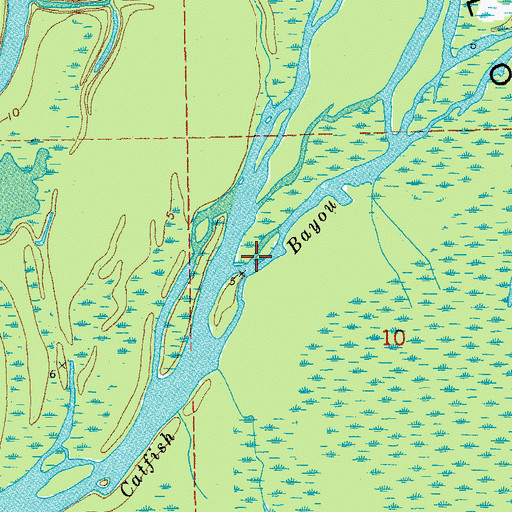 Topographic Map of Catfish Bayou, LA