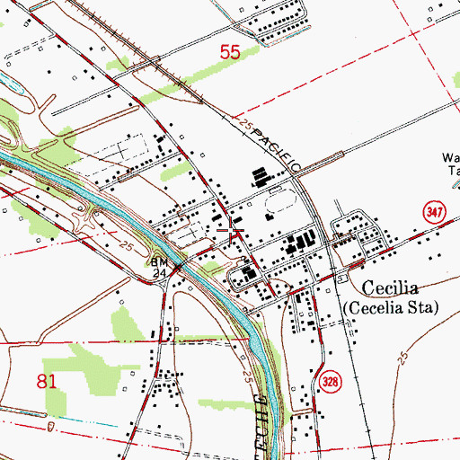 Topographic Map of Cecilia, LA