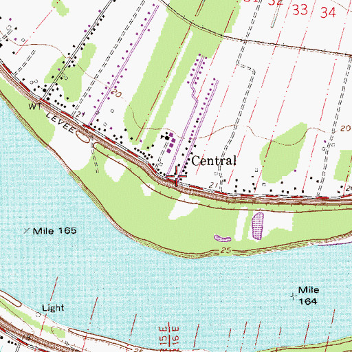 Topographic Map of Central, LA
