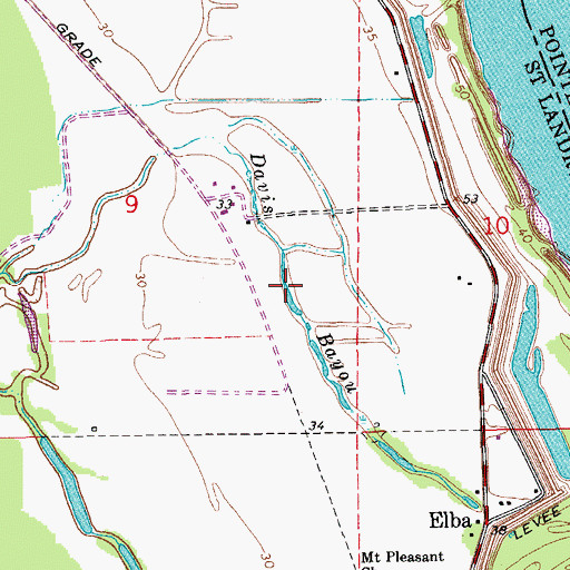 Topographic Map of Davis Bayou, LA