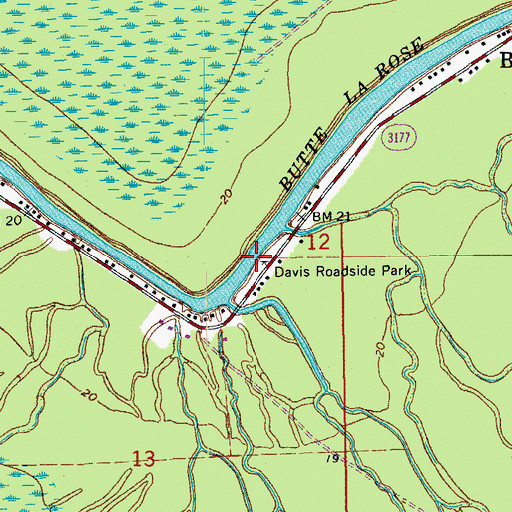 Topographic Map of Davis Roadside Park, LA
