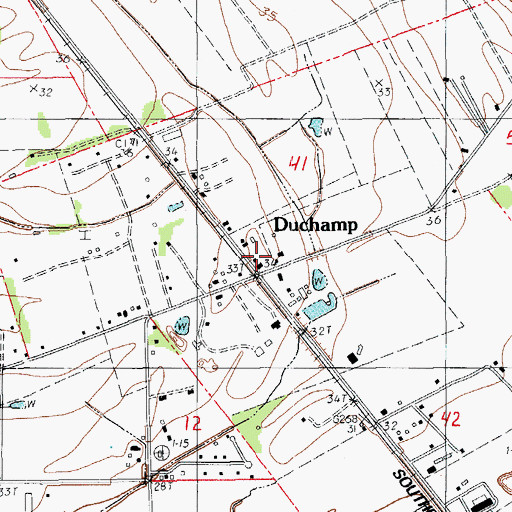 Topographic Map of Duchamp, LA