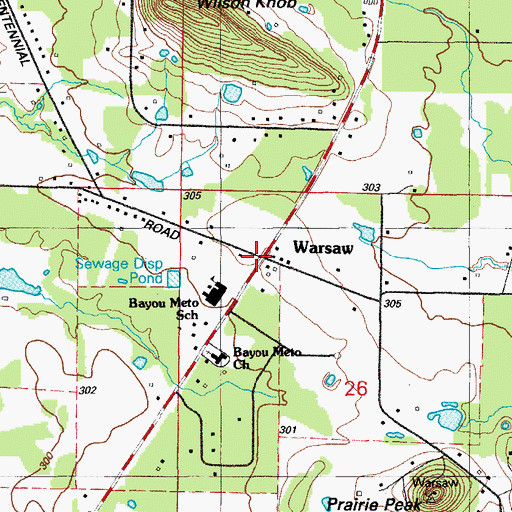 Topographic Map of Warsaw, AR