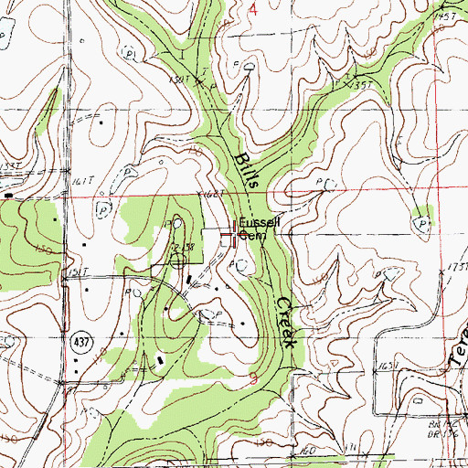 Topographic Map of Fussell Cemetery, LA