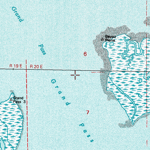 Topographic Map of Grand Pass Oyster Bay Light, LA