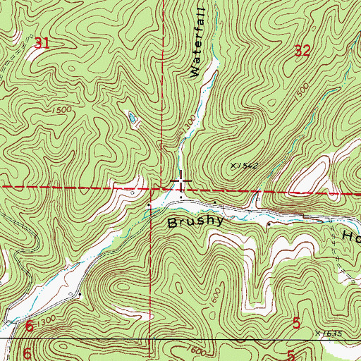Topographic Map of Waterfall Hollow, AR
