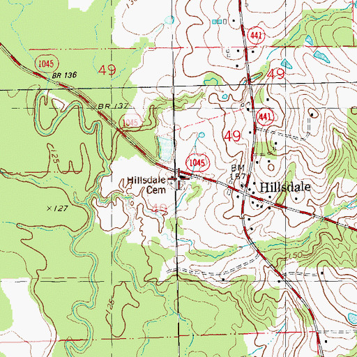 Topographic Map of Hillsdale Cemetery, LA