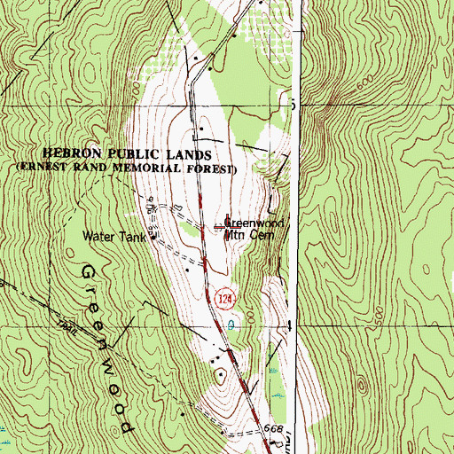 Topographic Map of Greenwood Mountain Cemetery, ME