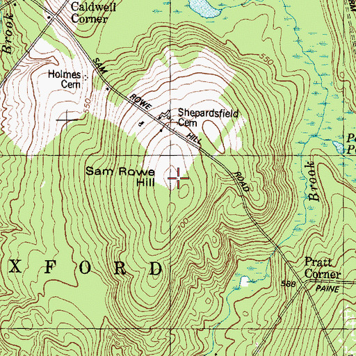 Topographic Map of Sam Rowe Hill, ME