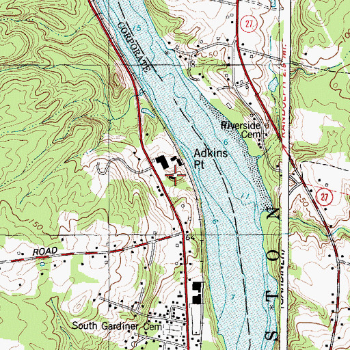 Topographic Map of Adkins Point, ME