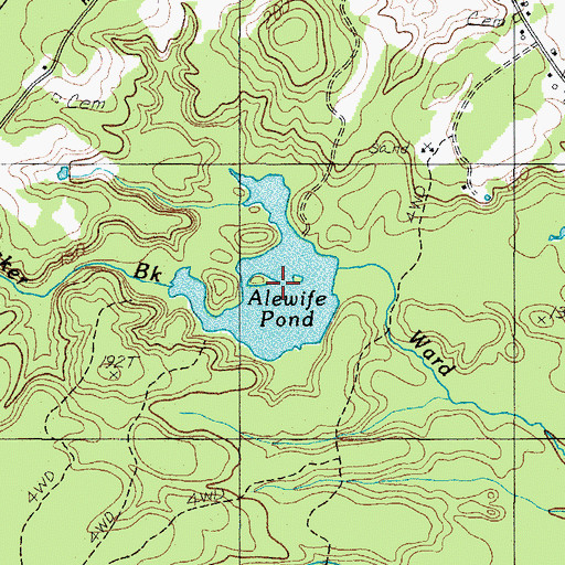 Topographic Map of Alewife Pond, ME