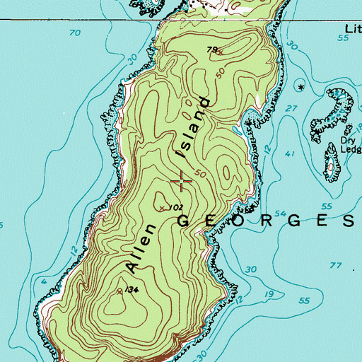 Topographic Map of Allen Island, ME