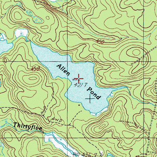 Topographic Map of Allen Pond, ME