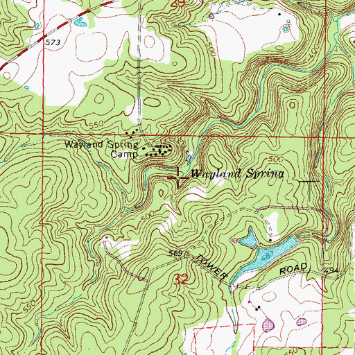 Topographic Map of Wayland Spring, AR