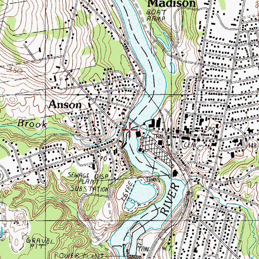 Topographic Map of Anson, ME