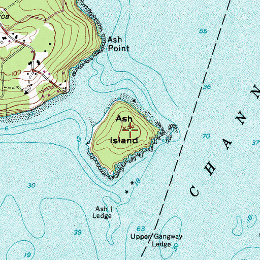 Topographic Map of Ash Island, ME
