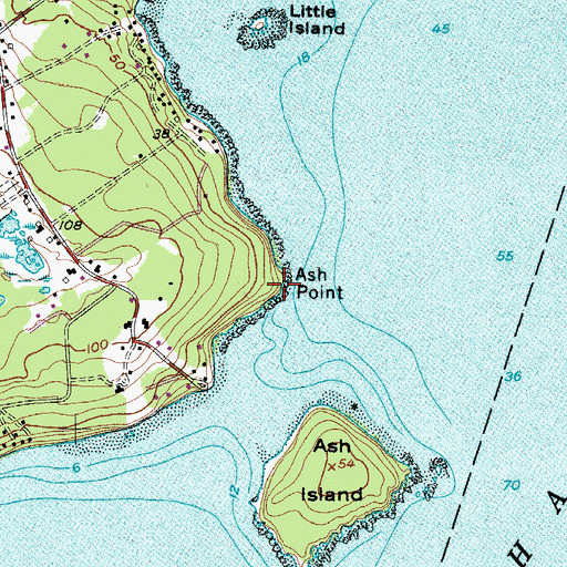 Topographic Map of Ash Point, ME