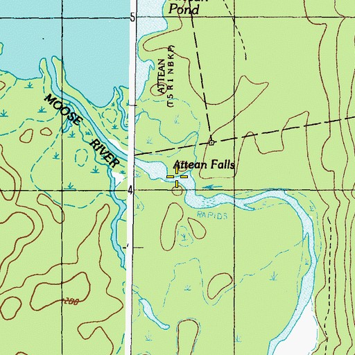 Topographic Map of Attean Falls, ME