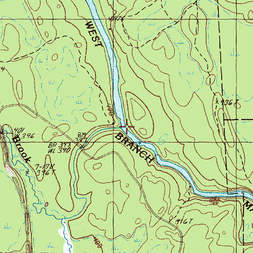 Topographic Map of Babcock Brook, ME