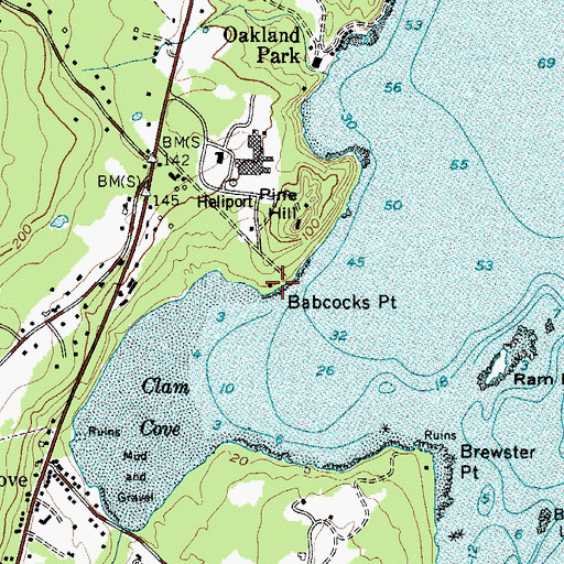 Topographic Map of Babcocks Point, ME